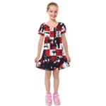 Emo Checker Graffiti Kids  Short Sleeve Velvet Dress