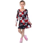Emo Checker Graffiti Kids  Long Sleeve Velvet Dress