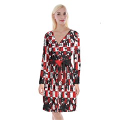 Long Sleeve Velvet Front Wrap Dress 