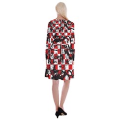 Long Sleeve Velvet Front Wrap Dress 