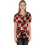 Emo Checker Graffiti Women s V-Neck Scrub Top