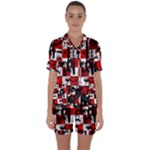 Emo Checker Graffiti Satin Short Sleeve Pajamas Set