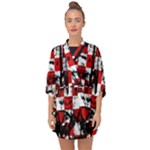 Emo Checker Graffiti Half Sleeve Chiffon Kimono