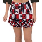 Emo Checker Graffiti Fishtail Mini Chiffon Skirt