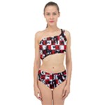 Emo Checker Graffiti Spliced Up Two Piece Swimsuit