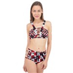 Emo Checker Graffiti Cage Up Bikini Set