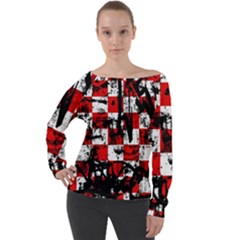 Off Shoulder Long Sleeve Velour Top 