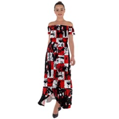 Off Shoulder Open Front Chiffon Dress 