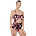 Emo Checker Graffiti Scallop Top Cut Out Swimsuit