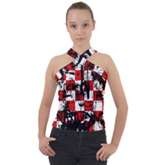 Cross Neck Velour Top 