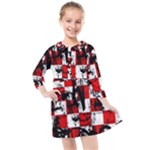 Emo Checker Graffiti Kids  Quarter Sleeve Shirt Dress
