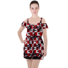 Ruffle Cut Out Chiffon Playsuit 
