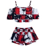 Emo Checker Graffiti Kids  Off Shoulder Skirt Bikini