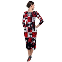 Quarter Sleeve Midi Velour Bodycon Dress 
