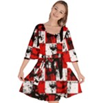 Emo Checker Graffiti Velour Kimono Dress