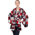 Emo Checker Graffiti Long Sleeve Velvet Kimono 