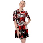 Emo Checker Graffiti Belted Shirt Dress
