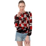 Emo Checker Graffiti Banded Bottom Chiffon Top
