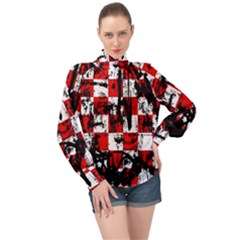High Neck Long Sleeve Chiffon Top 