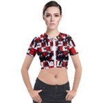 Emo Checker Graffiti Short Sleeve Cropped Jacket