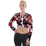Emo Checker Graffiti Long Sleeve Cropped Velvet Jacket