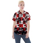 Emo Checker Graffiti Women s Short Sleeve Pocket Shirt