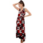 Emo Checker Graffiti V-Neck Chiffon Maxi Dress