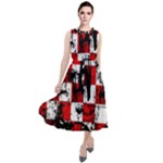 Emo Checker Graffiti Round Neck Boho Dress