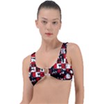 Emo Checker Graffiti Ring Detail Bikini Top
