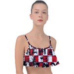 Emo Checker Graffiti Frill Bikini Top