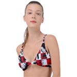 Emo Checker Graffiti Knot Up Bikini Top