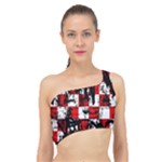 Emo Checker Graffiti Spliced Up Bikini Top 