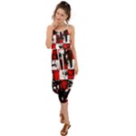 Emo Checker Graffiti Waist Tie Cover Up Chiffon Dress