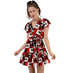 Flutter Sleeve Wrap Dress 