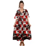 Emo Checker Graffiti Kimono Sleeve Boho Dress