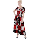Emo Checker Graffiti Button Up Short Sleeve Maxi Dress