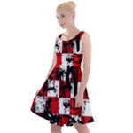Emo Checker Graffiti Knee Length Skater Dress