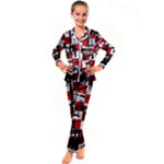 Emo Checker Graffiti Kid s Satin Long Sleeve Pajamas Set