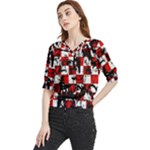 Emo Checker Graffiti Quarter Sleeve Blouse
