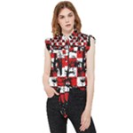 Emo Checker Graffiti Frill Detail Shirt