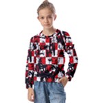 Emo Checker Graffiti Kids  Long Sleeve Tee with Frill 