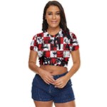 Emo Checker Graffiti Side Button Cropped Tee