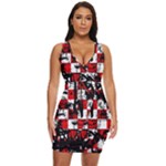 Emo Checker Graffiti Draped Bodycon Dress