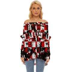 Off Shoulder Chiffon Pocket Shirt 