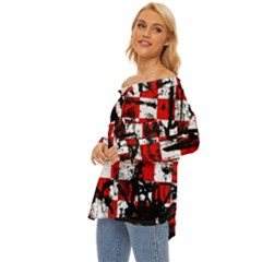 Off Shoulder Chiffon Pocket Shirt 