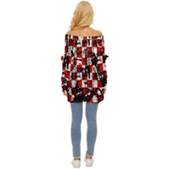 Off Shoulder Chiffon Pocket Shirt 