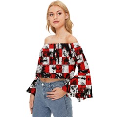 Off Shoulder Flutter Bell Sleeve Top 