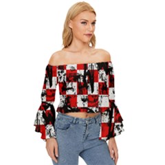 Off Shoulder Flutter Bell Sleeve Top 