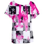 Pink Star Splatter Women s Oversized Tee