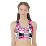 Pink Star Splatter Sports Bra with Border